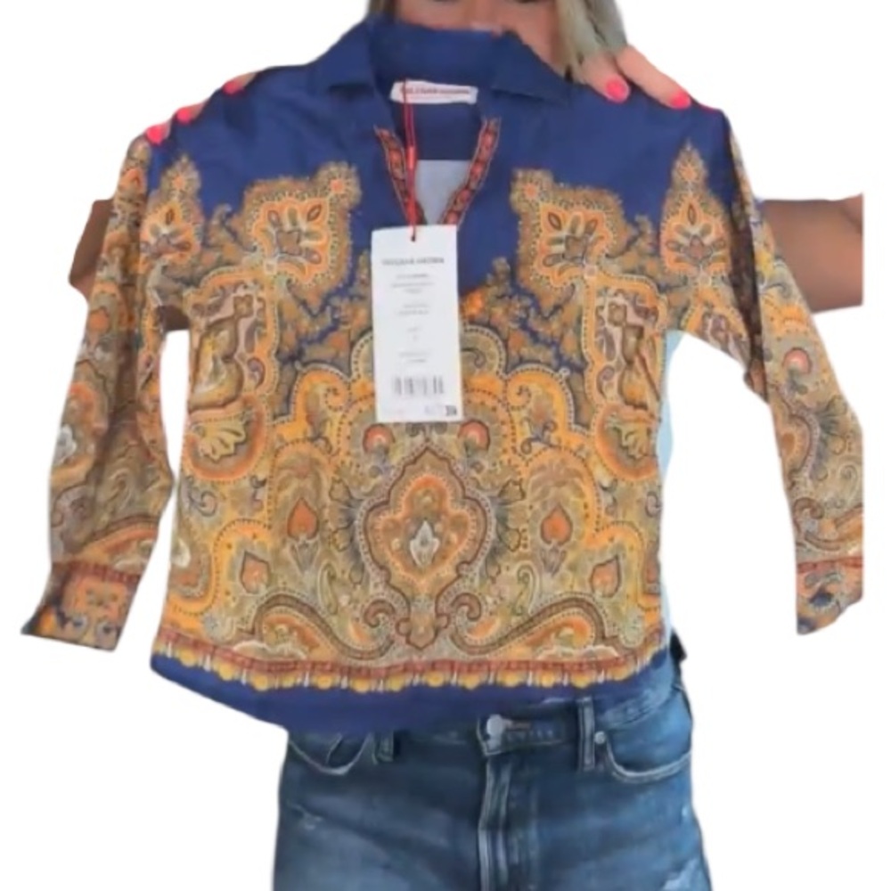 ORLEBAR BROWN Kids Ridley Paisley Print Long Sleeve Shirt